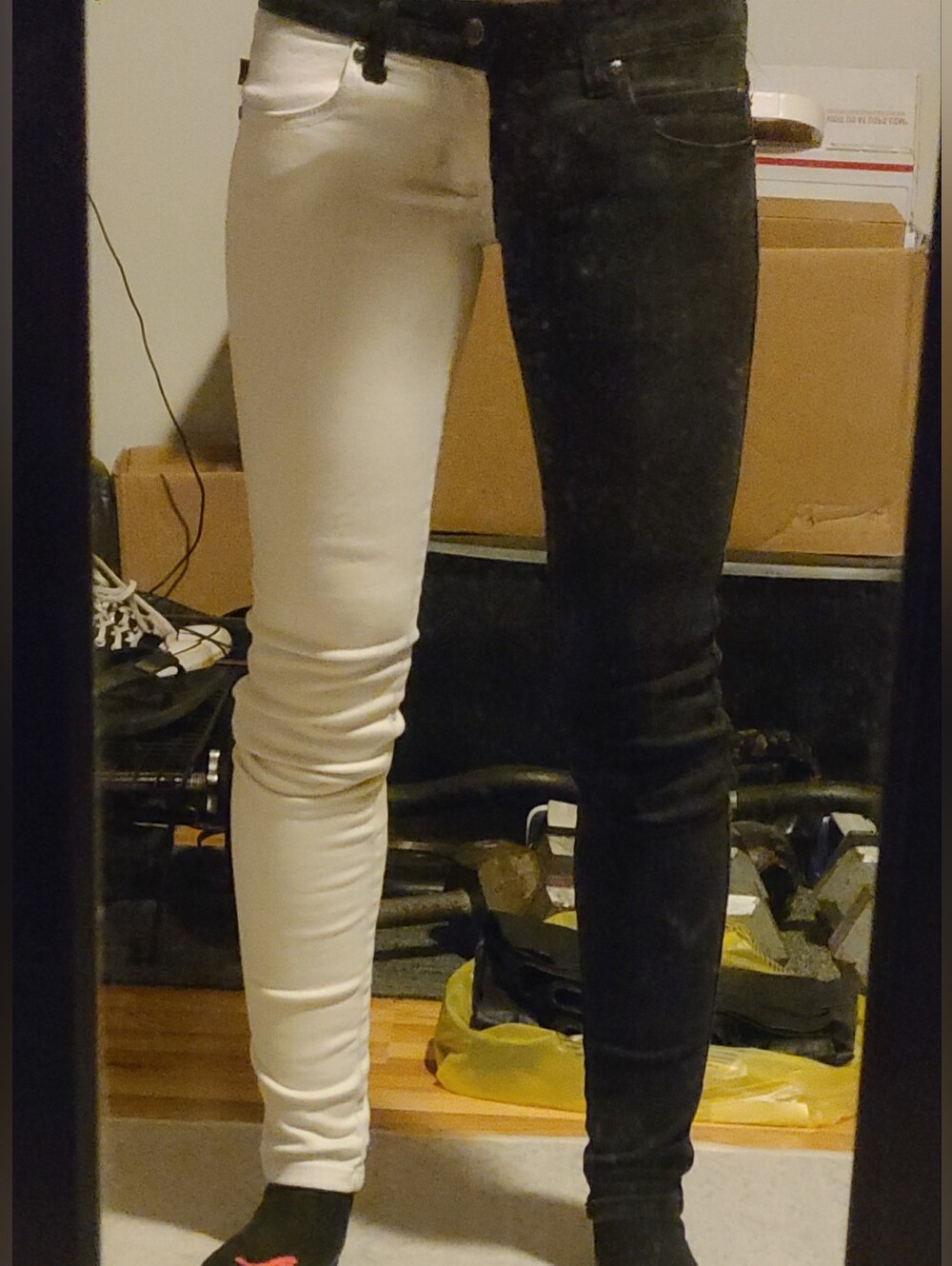 Tripp Black & White Split Leg Skinny Jeans